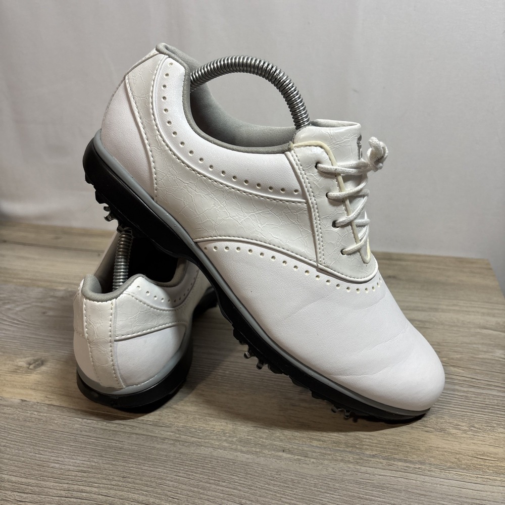 Footjoy‎ Women's 9.5 White Golf Shoes Soft Spikes Sneakers White / Black 93913